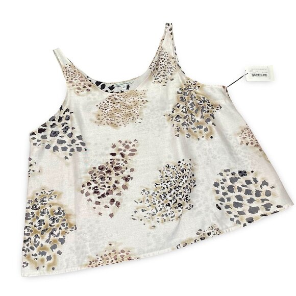 NEW Courtney Washington Women’s Linen Blend Leopard Print Tank Top 2X - Picture 2 of 8